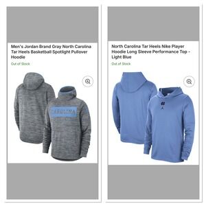 2 Air Jordan UNC Tar Heels Hoodie Men L Gray Blue Basketball March Madness HTF!